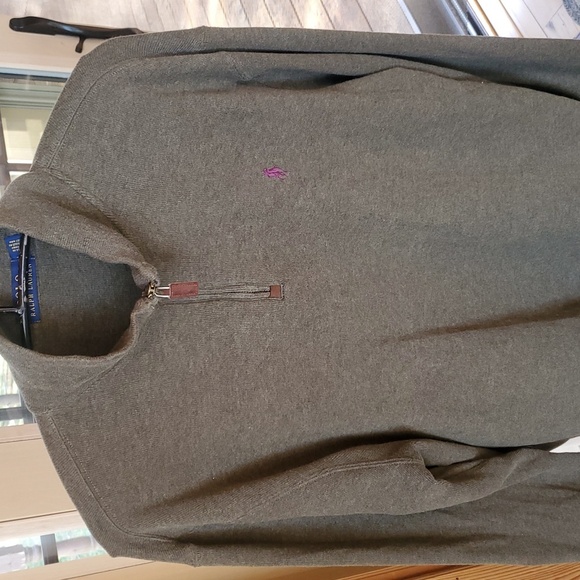 Polo Ralph Lauren Sage  Quarter-Zip Pullover Embroidered Purple Sz. L Sweater - Picture 12 of 14